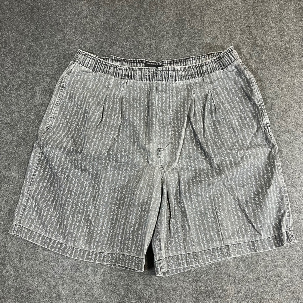 Fast Breakers Mens Grey Chevron Geometric Cotton Elastic Waist Pleated Shorts M
